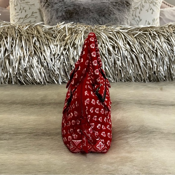 Vintage VERA BRADLEY Nantucket Red 2005 Chelsea Bag Small White Y2K 2 Handles - Picture 5 of 12